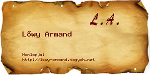 Lőwy Armand névjegykártya
